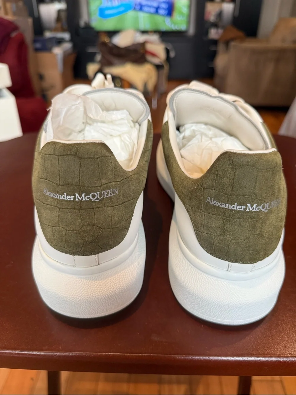 Alexander McQueen White Leather Low-Top Sneakers.